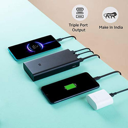 Mi Power Bank 3i 20000mAh Triple Output and Dual Input Port 18W Fast Charging Black